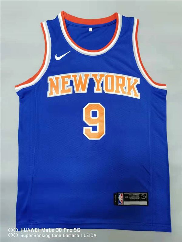 Men New York Knicks 9 Barrett Blue Game Nike 2021 NBA Jerseys